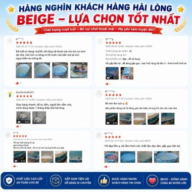 Bể bơi cho bé Beige cao su PVC không cần bơm hơi - Giá ưu đãi 318.997₫