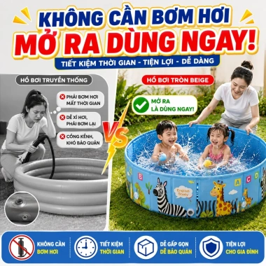 Bể bơi cho bé Beige cao su PVC không cần bơm hơi - Giá ưu đãi 318.997₫ 4 Bể bơi cho bé Beige cao su PVC không cần bơm hơi - Giá ưu đãi 318.997₫ 4