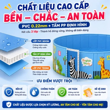 Bể bơi cho bé Beige cao su PVC không cần bơm hơi - Giá ưu đãi 318.997₫