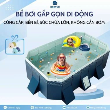 Bể bơi cỡ lớn không cần bơm PVC an toàn, gấp gọn di động, hồ bơi ngoài trời cứng cáp, giảm giá 1.159k