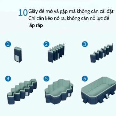 Bể bơi cỡ lớn không cần bơm PVC an toàn, gấp gọn di động, hồ bơi ngoài trời cứng cáp, giảm giá 1.159k