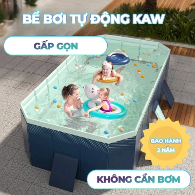 Bể bơi cỡ lớn không cần bơm PVC an toàn, gấp gọn di động, hồ bơi ngoài trời cứng cáp, giảm giá 1.159k