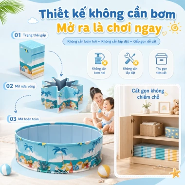 Bể bơi gấp gọn mở nhanh tròn không bơm hơi - Đa chức năng 2 trong 1, tiện lợi cho gia đình, giá ưu đãi 269.000₫ 4