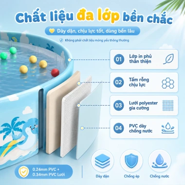 Bể bơi gấp gọn mở nhanh tròn không bơm hơi - Đa chức năng 2 trong 1, tiện lợi cho gia đình, giá ưu đãi 269.000₫ 7