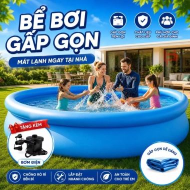 Bể bơi ngoài trời gấp gọn, hồ bơi phao gia đình to cho người lớn và trẻ em - Giá ưu đãi 569.000đ