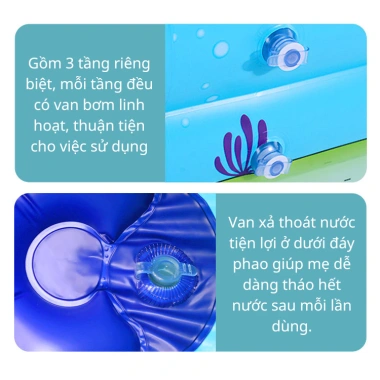 Bể bơi phao KAW 3 tầng trẻ em, đáy 2 lớp chống trượt, gấp gọn, an toàn, kèm bơm và bóng – Giá ưu đãi 560.000 VND
