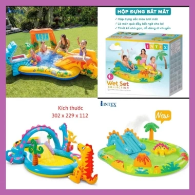 Bể bơi Phao Khủng Long và Cá Sấu Phun Nước có Cầu Trượt - Giá ưu đãi 1,350,000₫