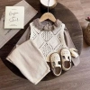 Bé gái 3 bộ áo vest đan + quần mùa thu 2.025 - Homewear dễ thương, mềm mại, giá 281k 3