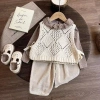 Bé gái 3 bộ áo vest đan + quần mùa thu 2.025 - Homewear dễ thương, mềm mại, giá 281k 4