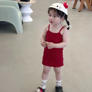 Bé Hàn Quốc Cotton KT Cat Dây Đầm Mùa Hè 0-3Y Thoáng Khí, Phong Cách Nhiệt Đới Dễ Thương - Giá 128.267 VND