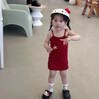 Bé Hàn Quốc Cotton KT Cat Dây Đầm Mùa Hè 0-3Y Thoáng Khí, Phong Cách Nhiệt Đới Dễ Thương - Giá 128.267 VND