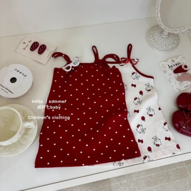 Bé Hàn Quốc Cotton KT Cat Dây Đầm Mùa Hè 0-3Y Thoáng Khí, Phong Cách Nhiệt Đới Dễ Thương - Giá 128.267 VND