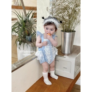 Bé Nguyên Chất Cotton Siêu Mềm, Jumpsuit Ren Phong Cách Tây, Áo Liền Quần Mùa Hè Trăm Ngày 7.7, Giá ưu đãi 651.893₫ 2