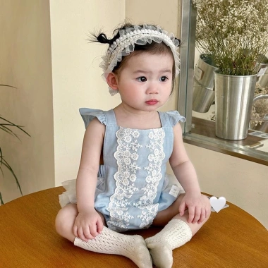 Bé Nguyên Chất Cotton Siêu Mềm, Jumpsuit Ren Phong Cách Tây, Áo Liền Quần Mùa Hè Trăm Ngày 7.7, Giá ưu đãi 651.893₫ 3