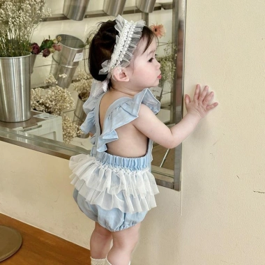 Bé Nguyên Chất Cotton Siêu Mềm, Jumpsuit Ren Phong Cách Tây, Áo Liền Quần Mùa Hè Trăm Ngày 7.7, Giá ưu đãi 651.893₫ 8