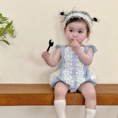 Bé Nguyên Chất Cotton Siêu Mềm, Jumpsuit Ren Phong Cách Tây, Áo Liền Quần Mùa Hè Trăm Ngày 7.7, Giá ưu đãi 651.893₫ 9