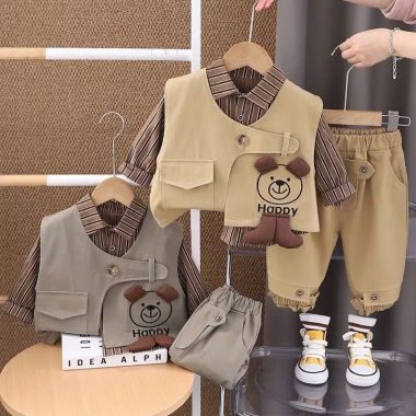 Bé Trai 3 Mảnh Áo Vest Quần Hoạt Hình Cotton Thoáng Khí, Dễ Thương, Đa Năng, Bền Bảo Hộ Lao Động - Giá 468.757₫ 3