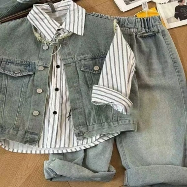 Bé Trai Hàn Quốc Mùa Xuân Bộ 3 Áo Vest Denim và Áo Sơ Mi Sọc - 370.081 VND 9 Bé Trai Hàn Quốc Mùa Xuân Bộ 3 Áo Vest Denim và Áo Sơ Mi Sọc - 370.081 VND 9