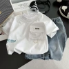 Bé trai mùa hè 2 bộ trang phục tay ngắn thời trang, quần short denim mỏng, giặt dễ dàng, chỉ 230.854 VND
