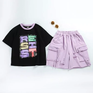 Bé Trai Mùa Hè Cotton Tay Ngắn In Hình Top và Quần Short Hàn Quốc 2 Chiếc Giá Ưu Đãi