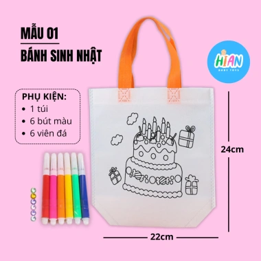 Bé Tự Tô Màu Túi Vải Canvas Đồ Chơi Thủ Công Sáng Tạo Thỏa Sức Vẽ 20.000