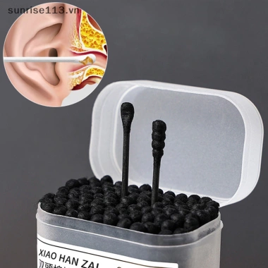 Beauty 100 Cái Thìa Đào Tai 2 Trong 1 Bông Hai Đầu Dính Xoắn Ốc Cotton Đen Trắng Dùng Một Lần Giá 47.080 VND