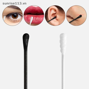 Beauty 100 Cái Thìa Đào Tai 2 Trong 1 Bông Hai Đầu Dính Xoắn Ốc Cotton Đen Trắng Dùng Một Lần Giá 47.080 VND