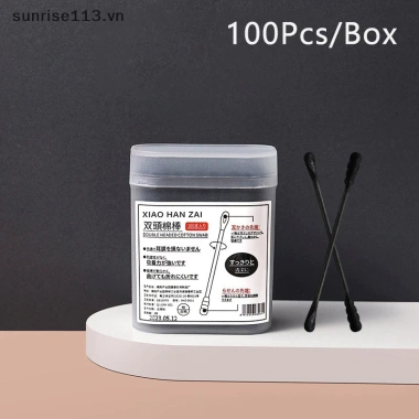 Beauty 100 Cái Thìa Đào Tai 2 Trong 1 Bông Hai Đầu Dính Xoắn Ốc Cotton Đen Trắng Dùng Một Lần Giá 47.080 VND