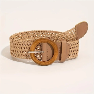 Bện Nữ Cotton Vải Lanh Thắt Lưng Gỗ Eo Cincher Tròn Nhật Bản - Nút Trang Trí Quần Dây Đeo Giá 65.764 VND 5