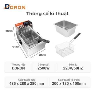 Bếp chiên nhúng điện DORON 2.500W- gia nhiệt kép, nóng nhanh, sôi mạnh, chỉ 305.000đ 6