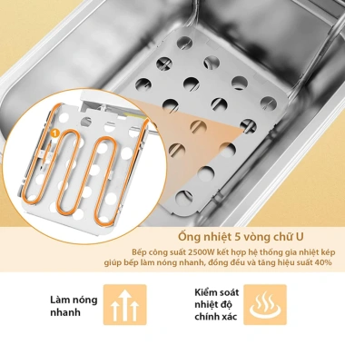 Bếp chiên nhúng điện DORON 2.500W- gia nhiệt kép, nóng nhanh, sôi mạnh, chỉ 305.000đ 8