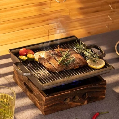 Bếp Cồn Gang Vỏ Gỗ Cách Nhiệt – Nhỏ Gọn, Sang Trọng, Dùng cho Cồn Nước & Khô, Chịu Nhiệt 2