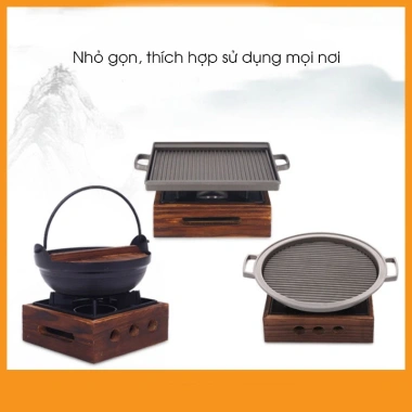 Bếp Cồn Gang Vỏ Gỗ Cách Nhiệt – Nhỏ Gọn, Sang Trọng, Dùng cho Cồn Nước & Khô, Chịu Nhiệt 4