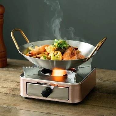 Bếp cồn inox mini hình vuông sang trọng màu hồng trắng, siêu cao cấp dùng cồn khô, giá 168k