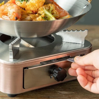 Bếp cồn inox mini hình vuông sang trọng màu hồng trắng, siêu cao cấp dùng cồn khô, giá 168k