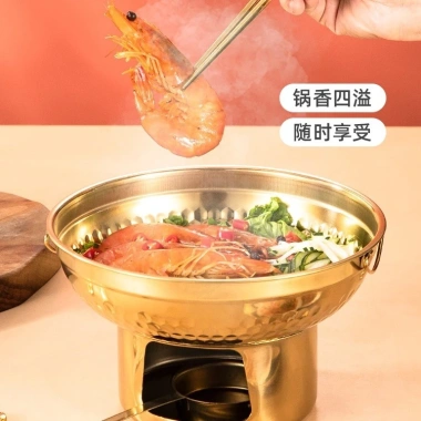 Bếp cồn mini, nồi lẩu một người mạ vàng Nấu Tom Yum Thái, 230.000đ hot trend rẻ