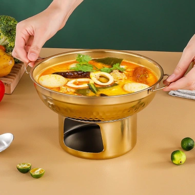 Bếp cồn mini, nồi lẩu một người mạ vàng Nấu Tom Yum Thái, 230.000đ hot trend rẻ