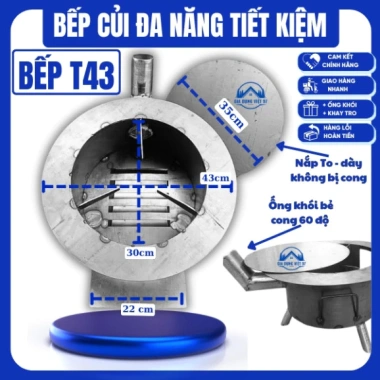 Bếp Củi Thông Minh Không Khói T35cm - Luộc Bánh Chưng, Nồi, Khay Tro, Ống Khói Chéo và Nắp, 231.990 VND