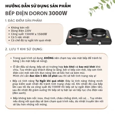 Bếp điện DORON 3.000W pha cafe 5 mức nhanh nóng, giữ nhiệt lâu - 422.000 VND 8