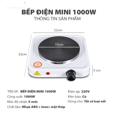 Bếp Điện Mini 1.000W Không Kén Nồi - Freeship, Pha Cafe, Trà, Nấu Nước, Hơ Lá Trầu - Giá chỉ 115k