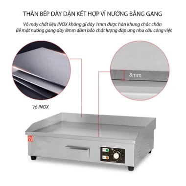 Bếp điện nướng 3.000W mặt phẳng inox không gỉ, vệ sinh dễ dàng, chỉ 1.000.000₫