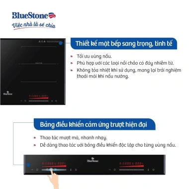 Bếp Điện Từ Đôi BlueStone ICB-6.917 3.400W 8 mức - Miễn phí lắp đặt HCM HN - BH 2 năm - Giá ưu đãi 7.599.000 VND