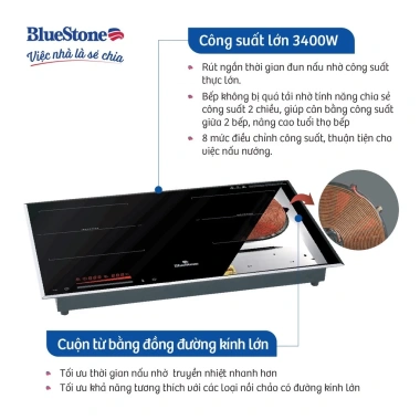 Bếp Điện Từ Đôi BlueStone ICB-6.917 3.400W 8 mức - Miễn phí lắp đặt HCM HN - BH 2 năm - Giá ưu đãi 7.599.000 VND