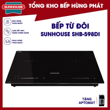 Bếp đôi điện Sunhouse SHB 598 DI – Mặt kính cao cấp, bo viền sang trọng, Booster nấu nhanh, 4.4 triệu