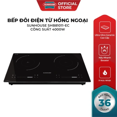 Bếp đôi điện từ hồng ngoại Sunhouse SHB81.011-EC - Booster nấu nhanh, bảo hành 3 năm, giảm giá 22% - 3.6 triệu 2