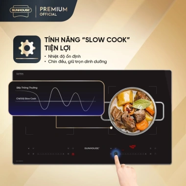 Bếp đôi điện từ Sunhouse SHB82.032-EC Booster nấu nhanh 9 mức chỉnh slow cook lắp đặt giá 3.99 tr 6