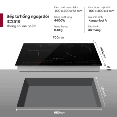 Bếp Đôi Từ & Hồng Ngoại Fujihome IC2.519 – Nấu Nhiều Món, Giá 3.977.000 VND 2