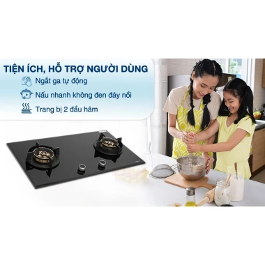 Bếp ga đôi 2 vùng nấu Hafele HC-G782B kính cường lực, tiết kiệm ga - 3.653.000₫
