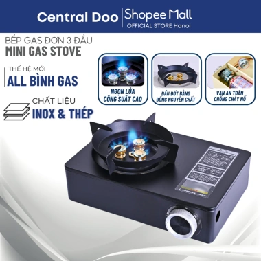 Bếp Ga Mini 3 Đầu Đốt Dã Ngoại - Hỏa Lực Lớn, Dễ Cầm, Chất Liệu Cao Cấp, Giá 180.000 VND