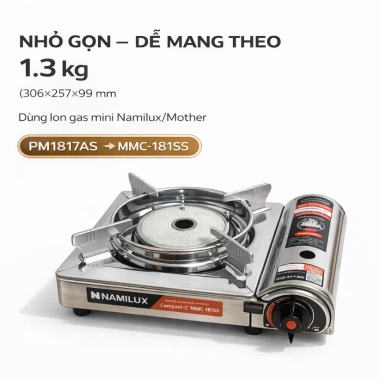 Bếp Ga Mini Hồng Ngoại Namilux PM1.817AS Inox 1.8kW Magneto + Vali Nhựa - 419.000 VND